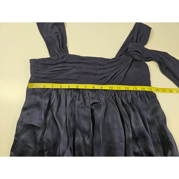 BCBG Blue Ruched Square Neck Midi Dress US size 4-6 - Picture 6 of 7